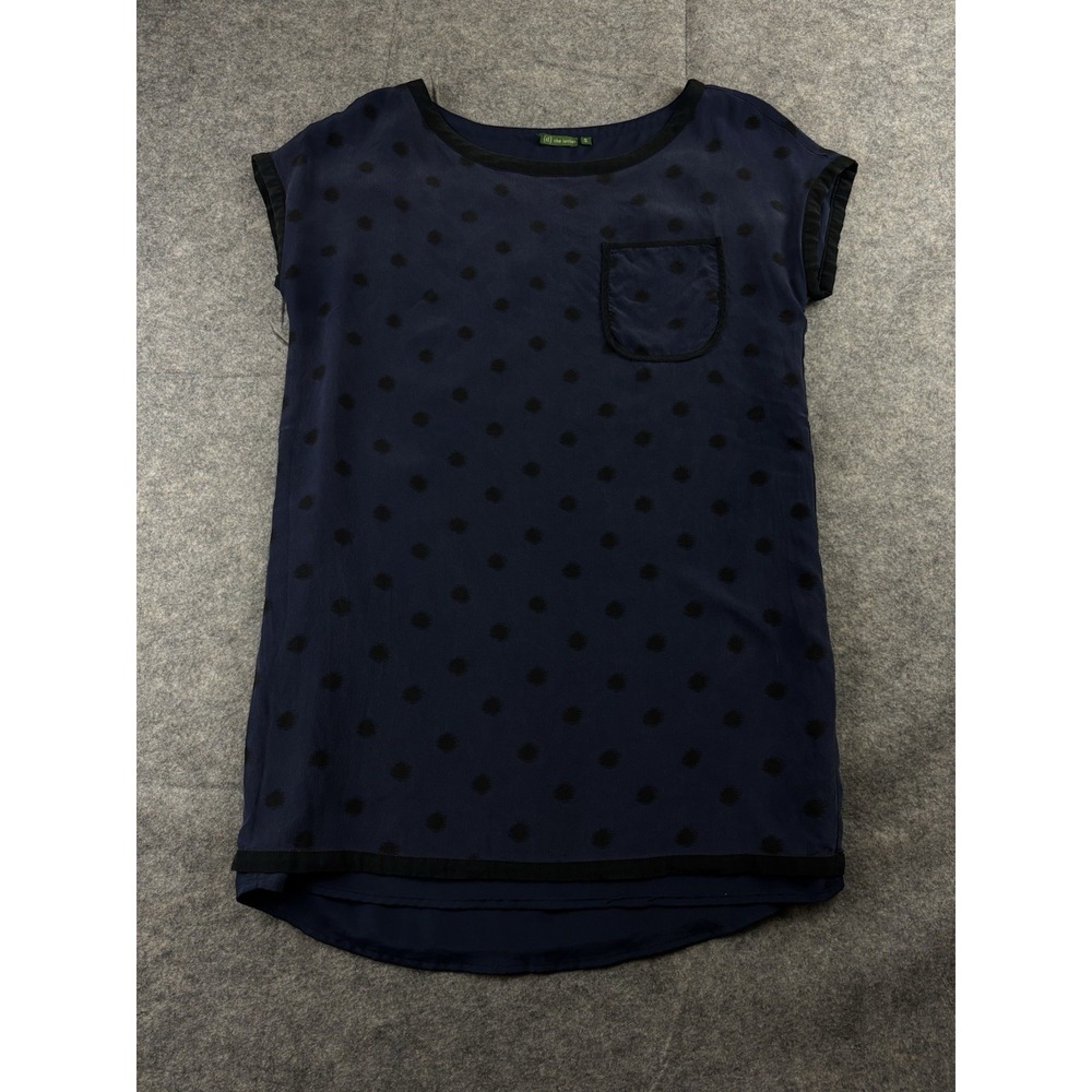 {tl} The Letter Women's S 100% Silk Polka Dot Shift Shirt Mini Dress Preppy